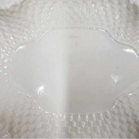 Vintage Spode Imperial Serving Platter Basket Weave Quatrefoil Ivory - Picture 7 of 16